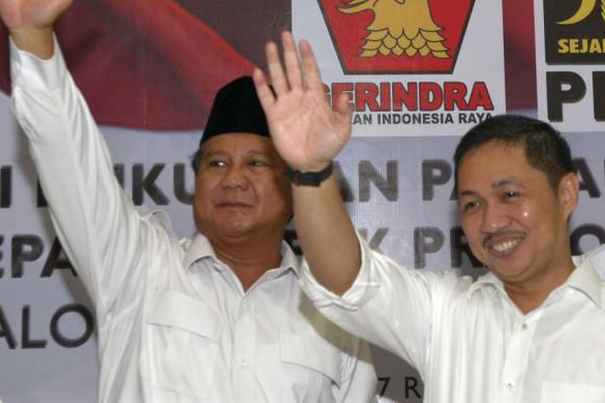 Potret Prabowo bersama Anis Matta saat konferensi Gerindra